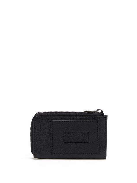 Logo leather key pouch in black 